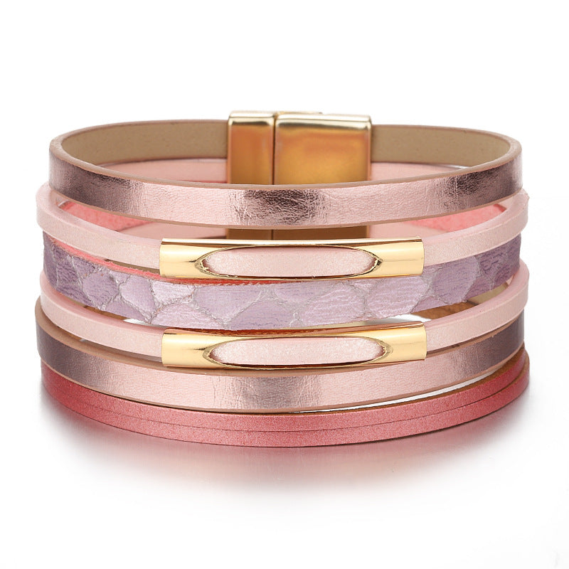 Wholesale Multi-layer Hand Woven Magnetic Leather Bracelets